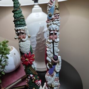 Festive Santa Figurines - Green and Red